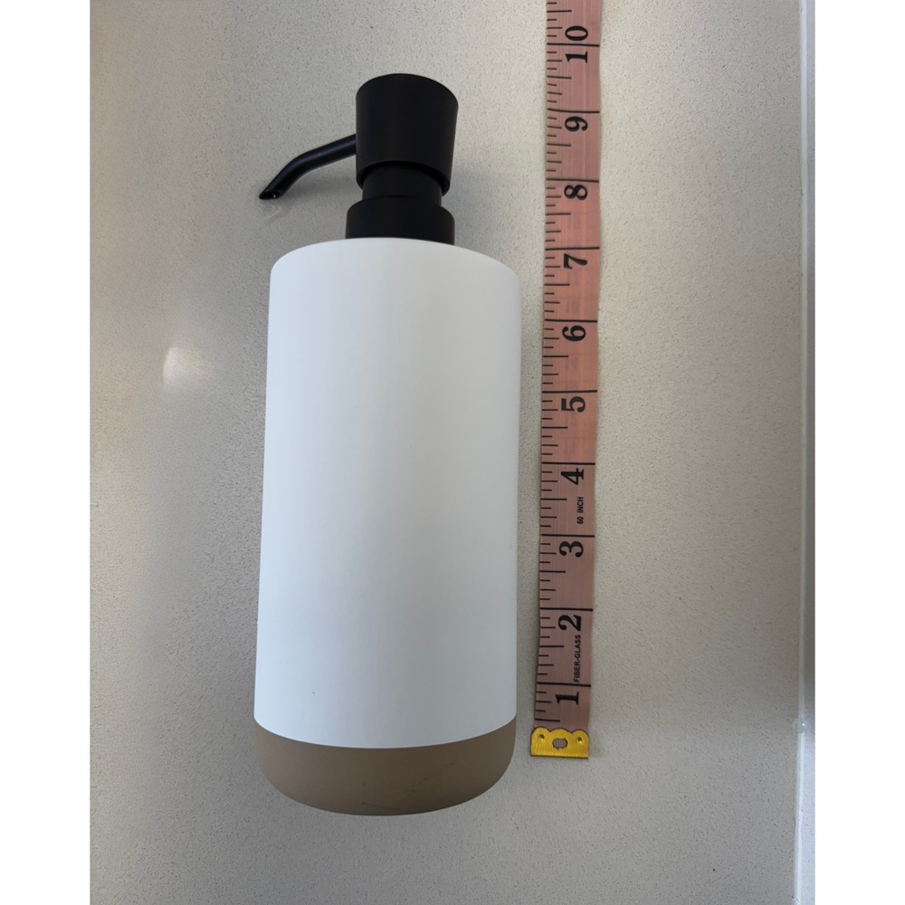 Koolaburra by UGG Bright White Ceramic Lotion Soap Dispenser Matte Black Pump - Picture 2 of 7
